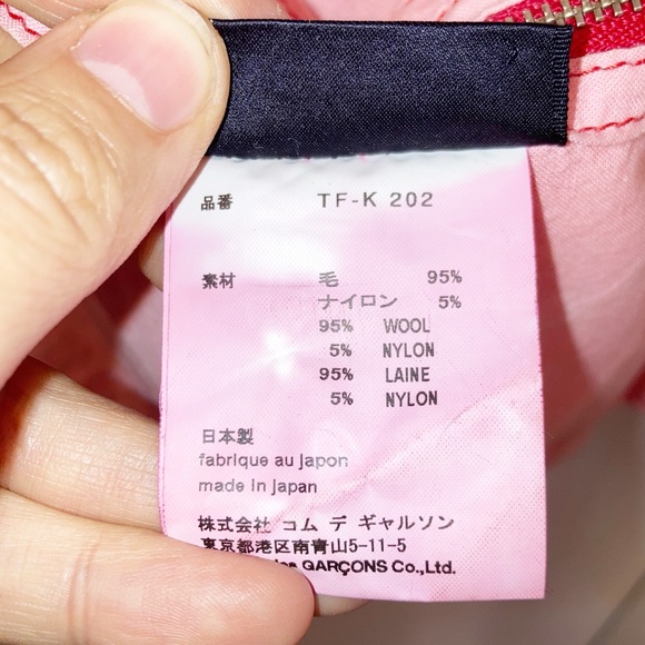 ✨RaRE COMME des GARÇONS tricot Dyed Wool 2 Ways Shoulder Tote Bag PINK - Picture 13 of 16